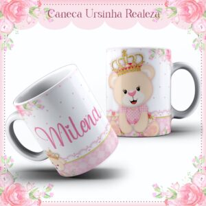 Arte Caneca Ursinha Realeza Sublimacao Arquivo Digital