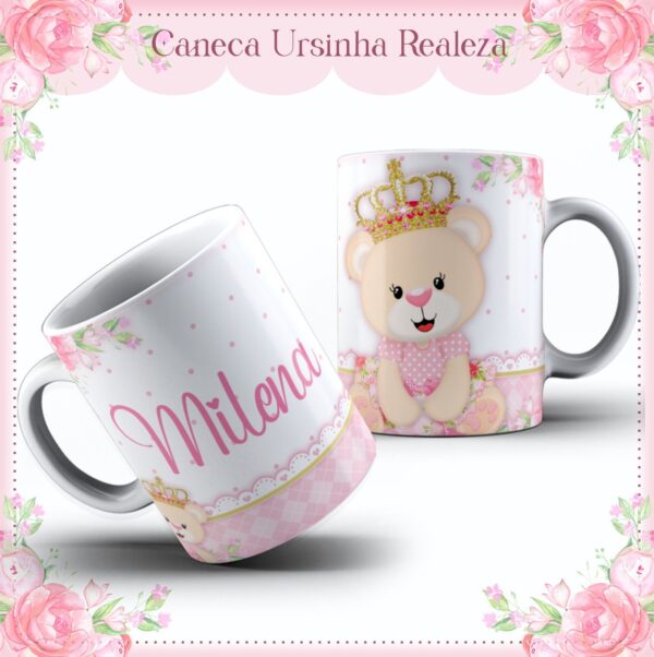 Arte Caneca Ursinha Realeza Sublimacao Arquivo Digital
