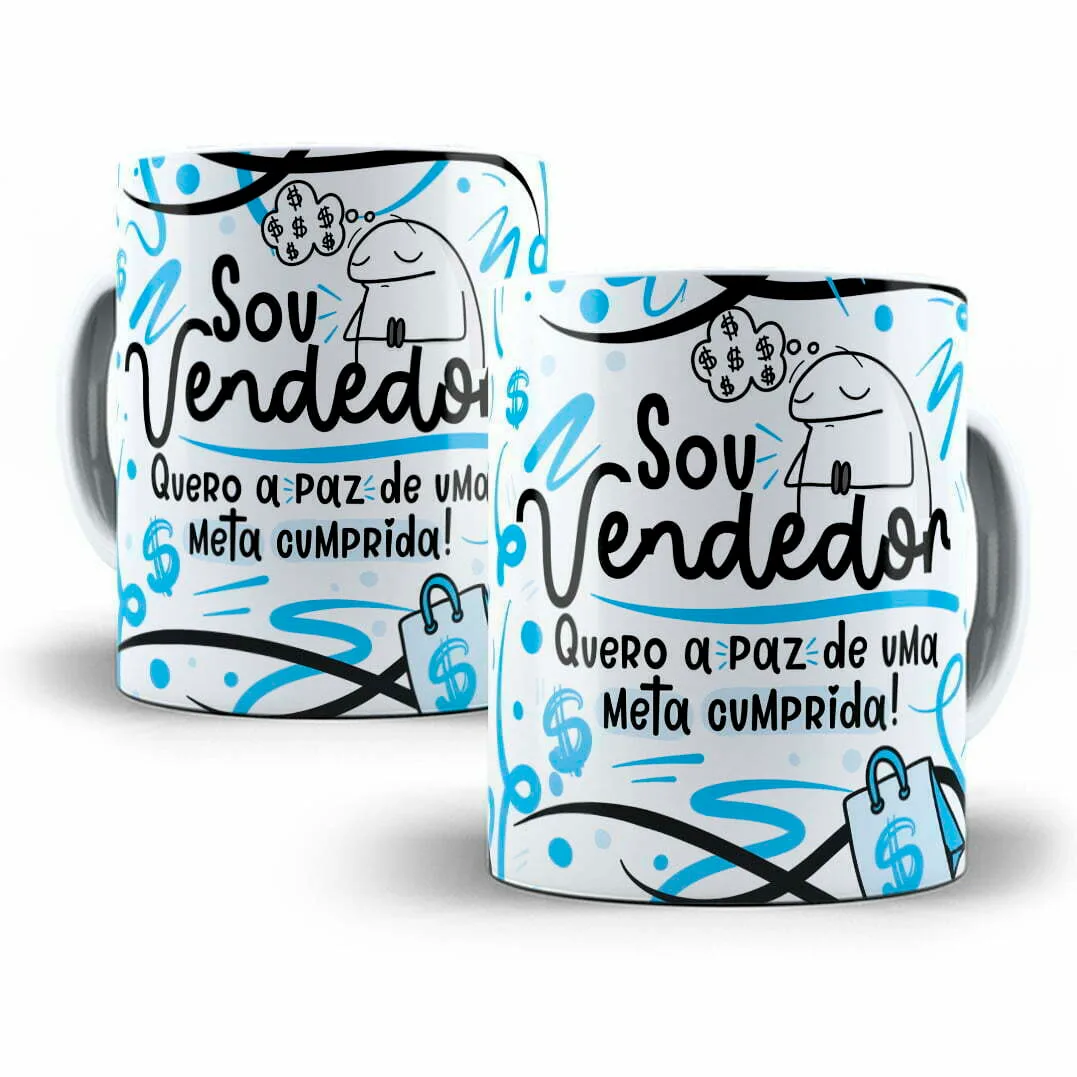 Arte Caneca Vendedor(a) Flork Frase Profissão Em Png