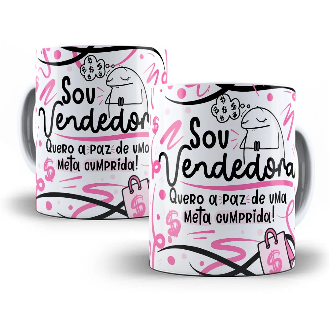 Arte Caneca Vendedor(a) Flork Frase Profissão Em Png