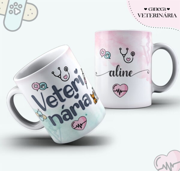 Arte Caneca Veterinária Feminina - Arquivo Digital