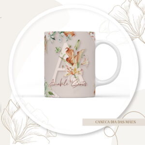Arte Canecas Alfabeto Floral - Arquivo Digital