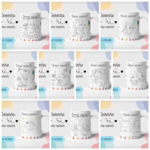 Arte Canecas Polímero Para Colorir - Arquivo Digital