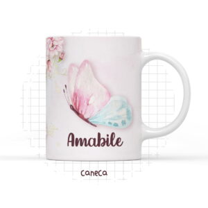 arte digital borboleta para caneca com nome amabile