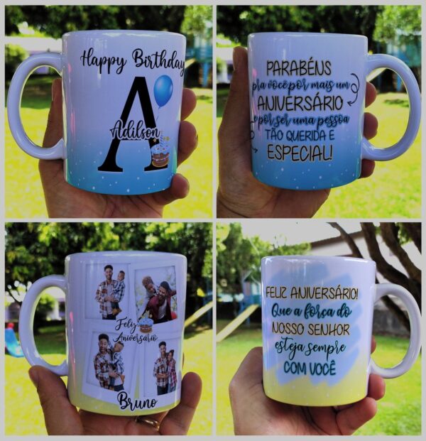 Arte Digital Caneca Aniversário Masculino - Png e Corel