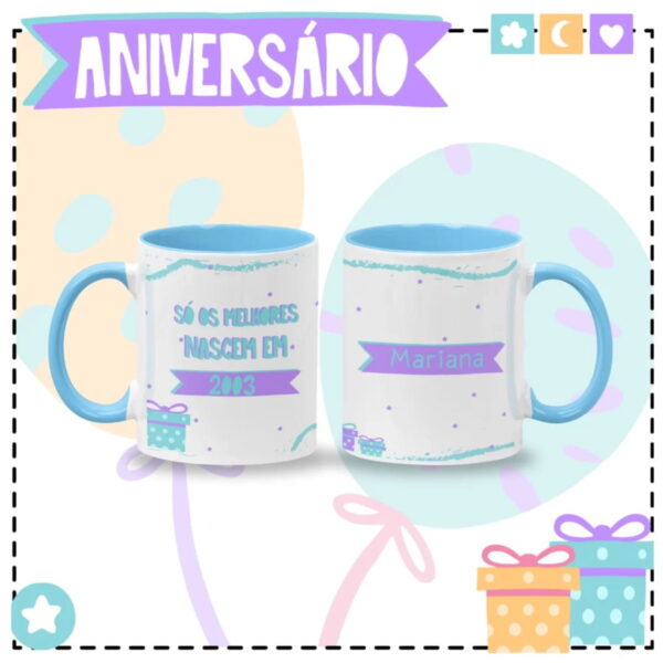 Arte Digital Caneca Aniversário Roxa Png