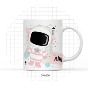 arte digital caneca astronauta menina png para sublimacao
