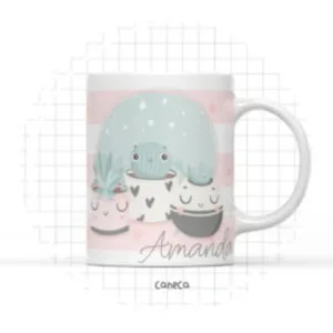Arte Digital Caneca Cactos Menina - Arquivo Digital