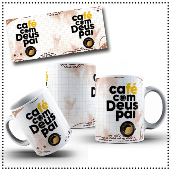 Arte Digital Caneca Café com Deus Pai - Png