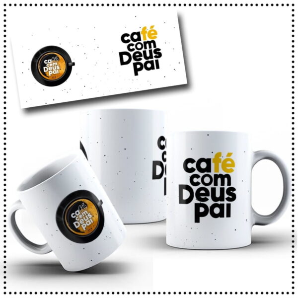 Arte Digital Caneca Café com Deus Pai - Png