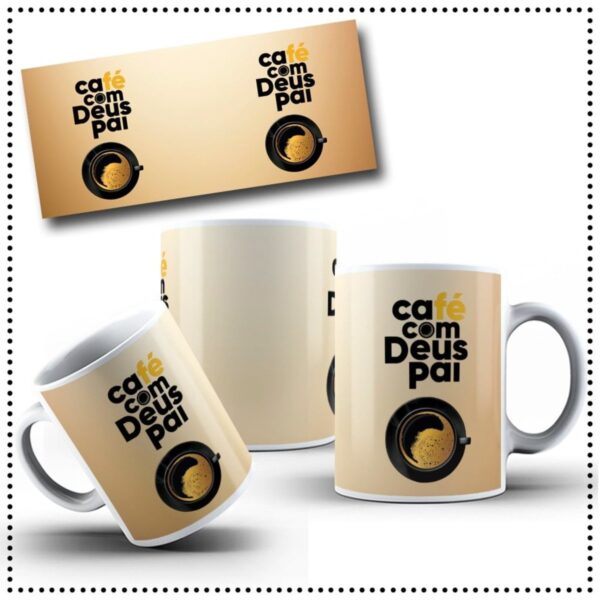 Arte Digital Caneca Café com Deus Pai - Png