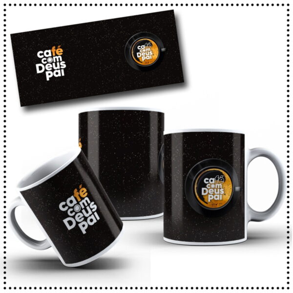 Arte Digital Caneca Café com Deus Pai - Png