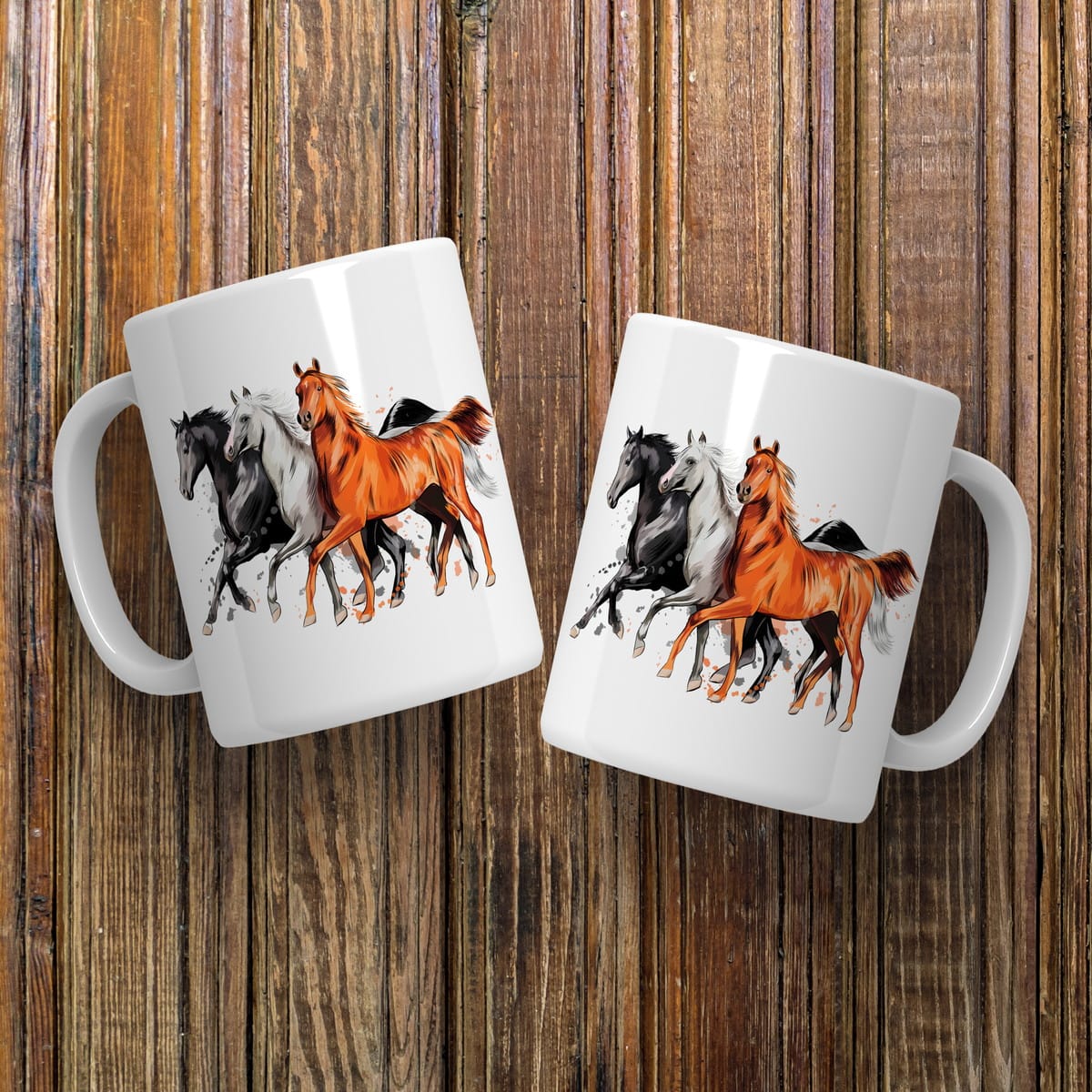 Arte Digital Caneca Cavalos para Sublimação 1 Arte Digital Caneca Cavalos para Sublimação