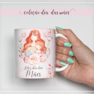 arte digital caneca dia das maes estilo aquarela