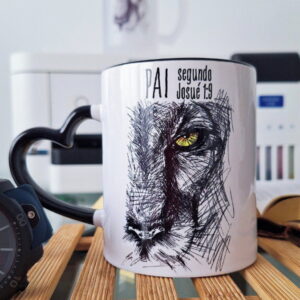 arte digital caneca dia dos pais evangelica leao forte