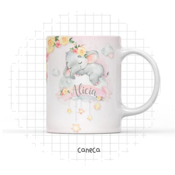 Arte Digital Caneca Elefantinha Menina - Arquivo Digital