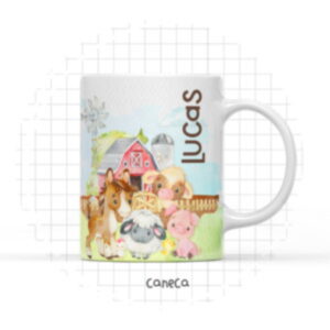 arte digital caneca fazendinha baby com nome personalizavel