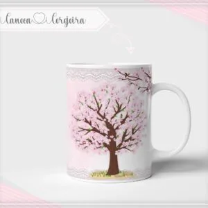 Arte Digital Caneca Floral Cerejeira - Arquivo Digital