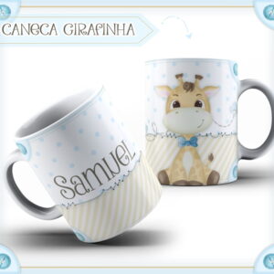 arte digital caneca girafinha menino para sublimacao