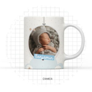 arte digital caneca menino com espaco para foto e nome