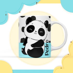 arte digital caneca panda menino em png para sublimacao