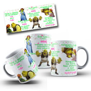 arte digital caneca shrek e fiona para sublimacao