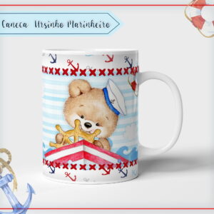 arte digital caneca ursinho marinheiro para sublimacao