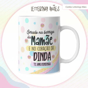 arte digital lettering caneca dia das maes para sublimacao