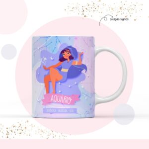 Arte para Sublimação Caneca Signo Aquário - Arquivo Digital