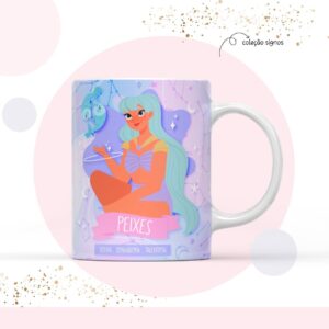 Arte para Sublimação Caneca Signo Peixes - Arquivo Digital