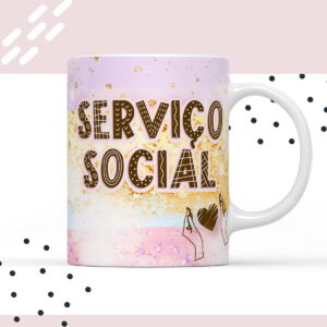 arte para xicara servico social aquarela sublimacao