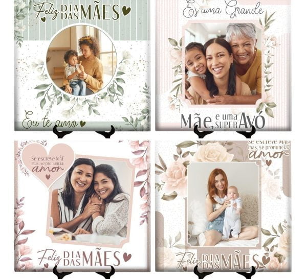 Artes Azulejo Dia Das Mães Frases Flores Editável Corel Cdr
