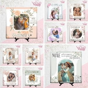 Artes Azulejo Dia Das Mães Frases Flores Editável Corel Cdr