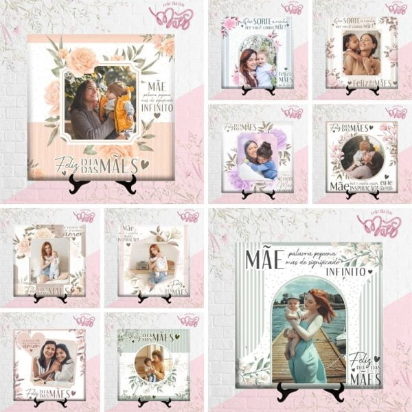 Artes Azulejo Dia Das Mães Frases Flores Editável Corel Cdr