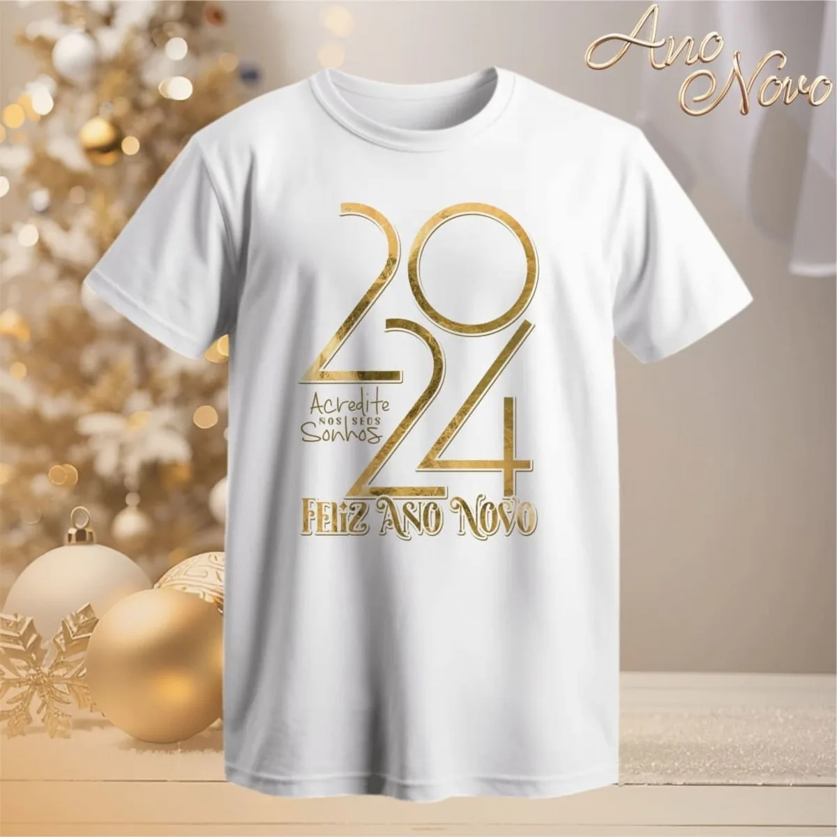 Artes Camisetas Ano Novo 2024 - Arquivo Digital