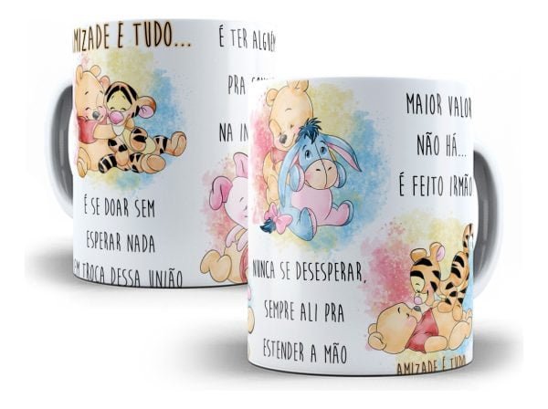 Artes Caneca + Almofada Amizade Ursinho Pooh E Amigos Corel