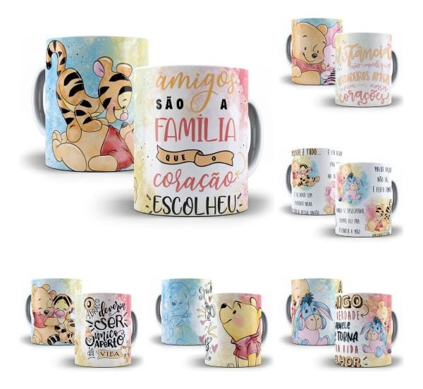 Artes Caneca + Almofada Amizade Ursinho Pooh E Amigos Corel