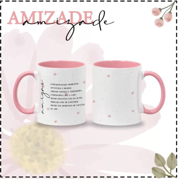 Artes Caneca Amizada Rosa Amigas Para Sempre