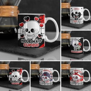 Artes Caneca Camiseta Azulejo Dia Dos Namorados Caveira