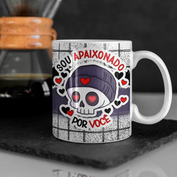 Artes Caneca Camiseta Azulejo Dia Dos Namorados Caveira