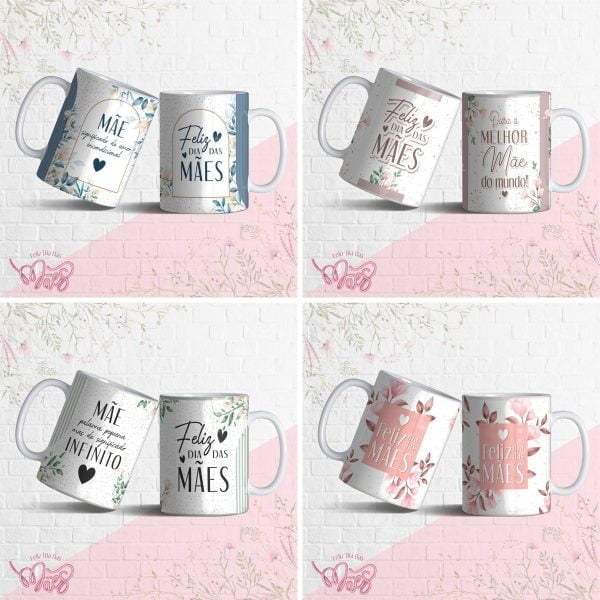 Artes Caneca Dia Das Mães Frases Flores Editável Corel Cdr