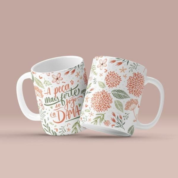 Artes Caneca Dia Das Mulheres Floral + Capa A5 + Frases Png