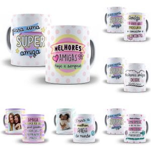Artes Caneca Dia do Amigo Amizade Editáveis em Corel CDR