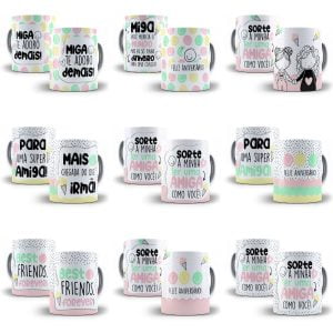 Artes Caneca Frases Amigas Amizade Ilustrações Sublimação