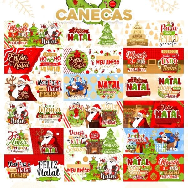 Artes Caneca Natal Frases e Figuras Natalinas Papai Noel