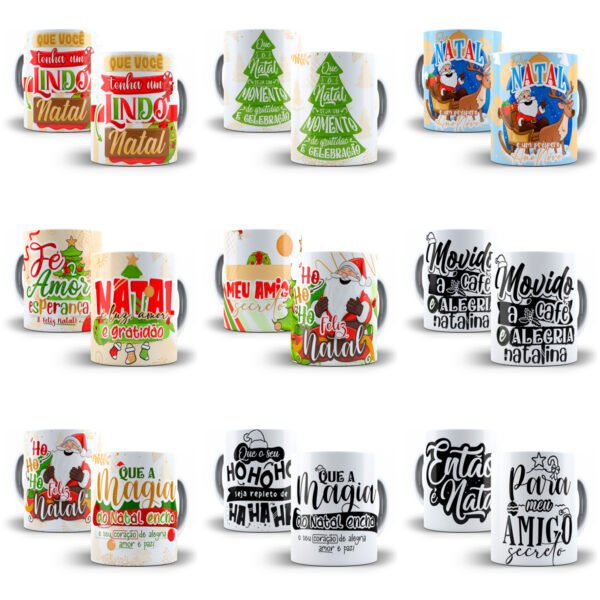 Artes Caneca Natal Frases e Figuras Natalinas Papai Noel