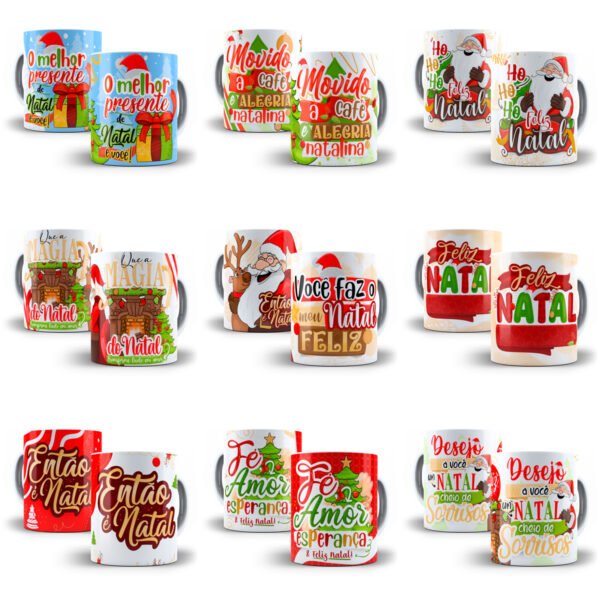 Artes Caneca Natal Frases e Figuras Natalinas Papai Noel