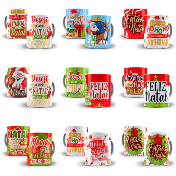 Artes Caneca Natal Frases e Figuras Natalinas Papai Noel
