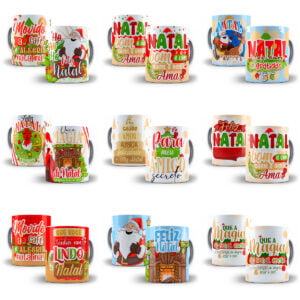 Artes Caneca Natal Frases e Figuras Natalinas Papai Noel