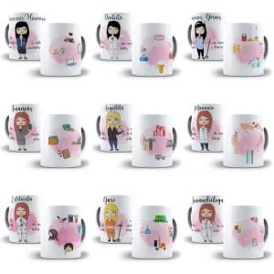 Artes Caneca Profissões Femininas Mulher Editavel Em Corel